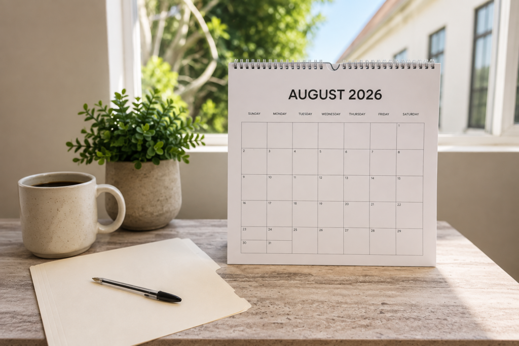 Calendar and real estate documents illustrating days on market for a home listing